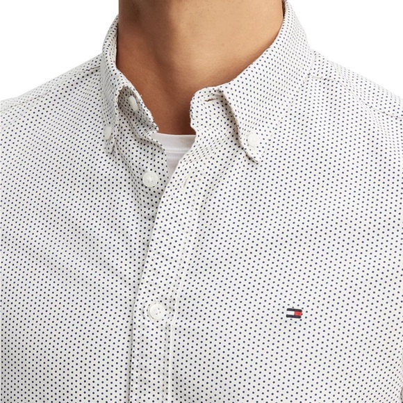 TOMMY HILFIGER Men's Dot-Print Button-Down Oxford Shirt - Picture 7 of 8